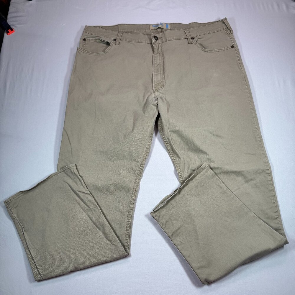 Wrangler Straight Fit Flex Jeans 40x30 Khaki